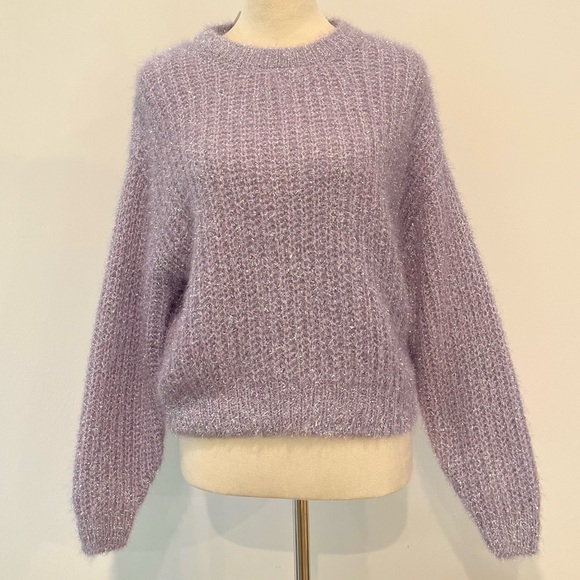 Divided Sweaters - Divided Pastel Lilac Lavender Silver Tinsel Fuzzy Long sleeve Sweater Small